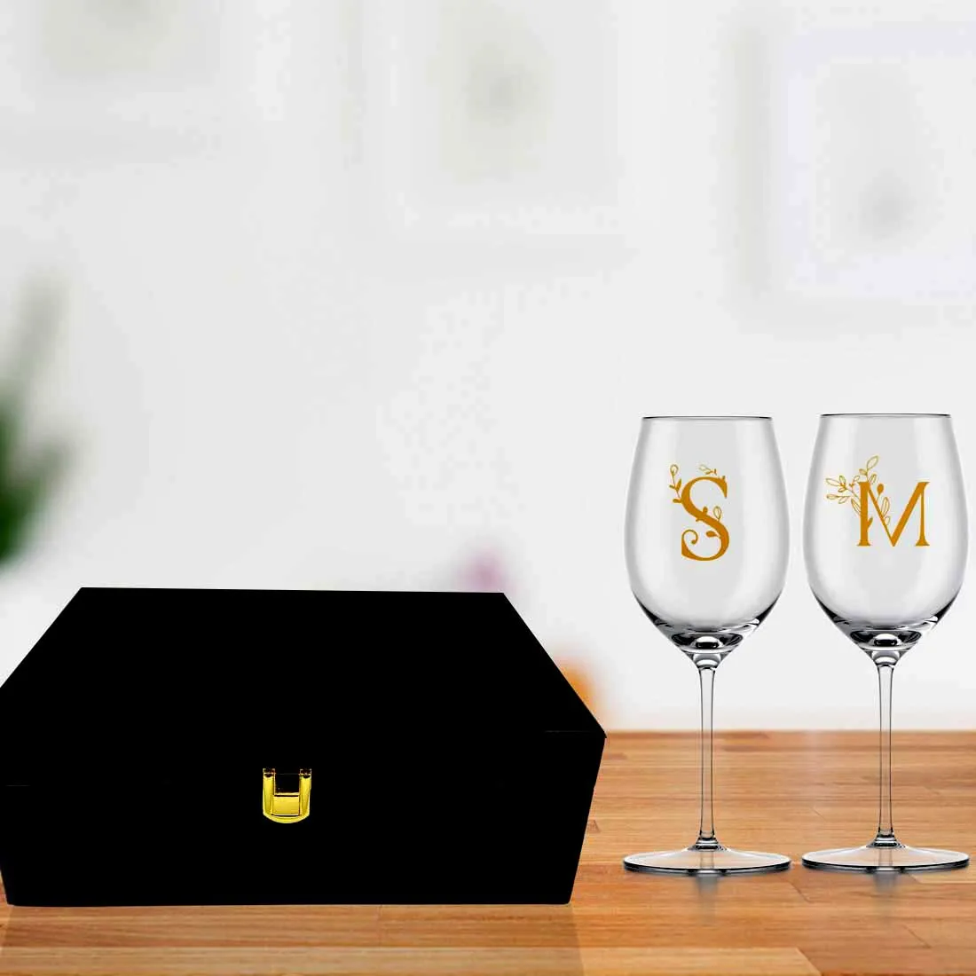 Personalised Wine Glass Set of 2 Gift Box for Wedding Gifts