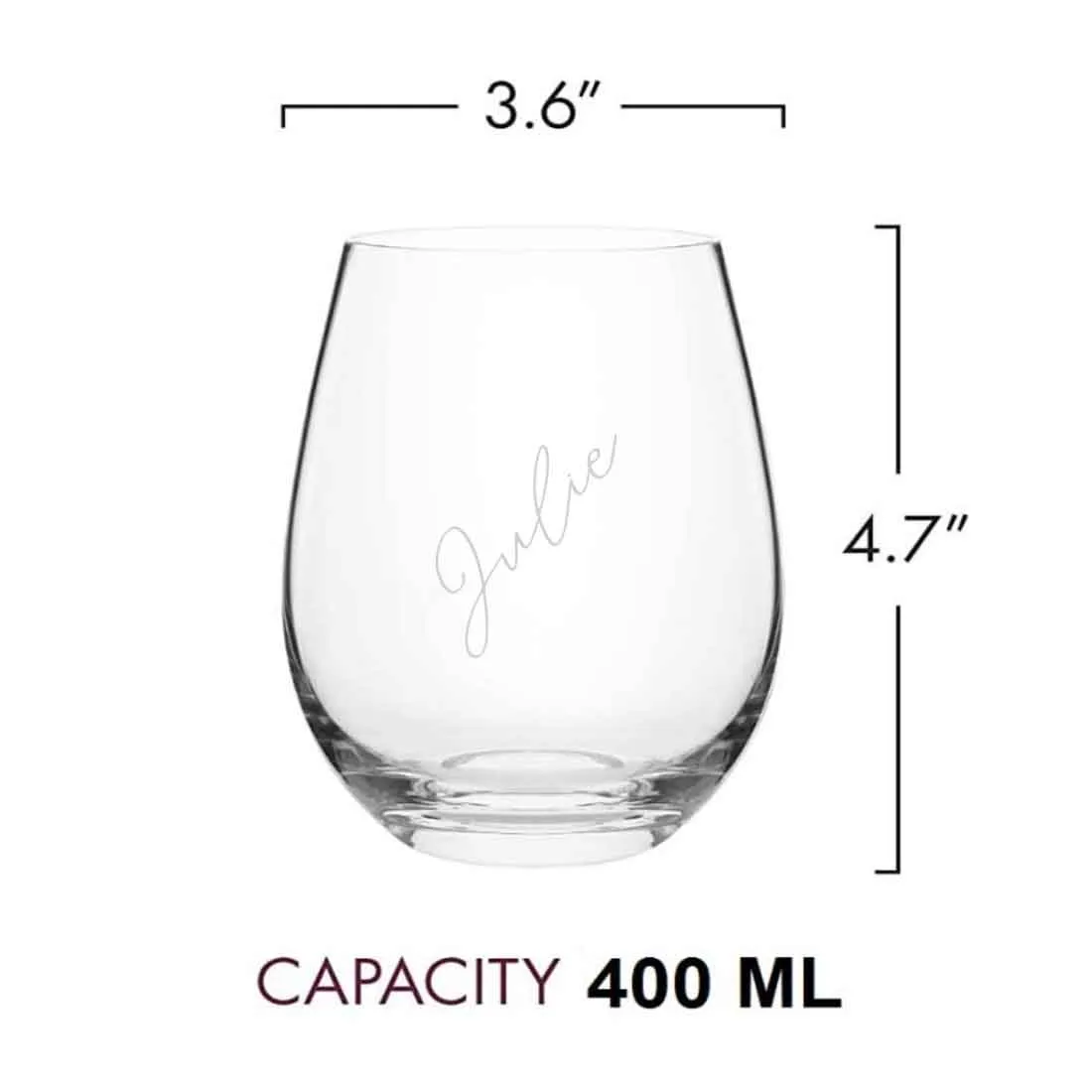 Personalised Wine Glass with Name Stemless Engraved Cocktail / Whiskey Glass 400 ML