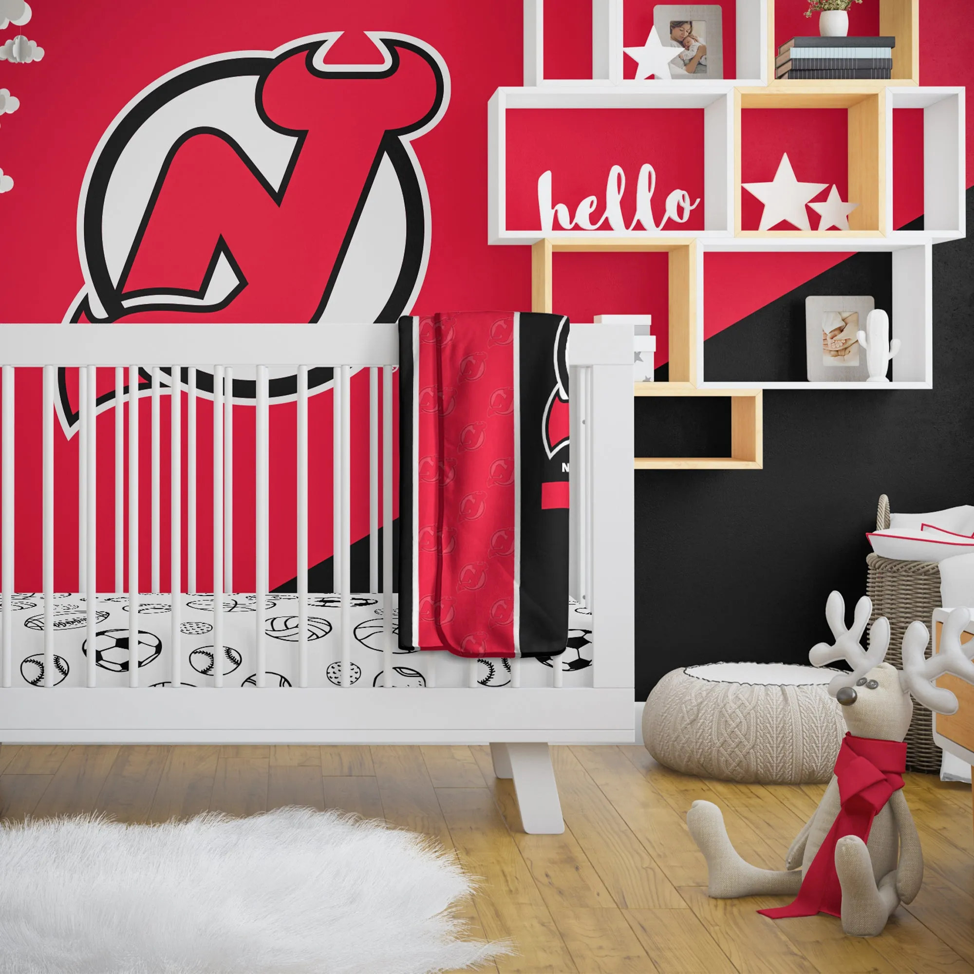 Personalized New Jersey Devils Icon Baby Pixel Fleece Blanket