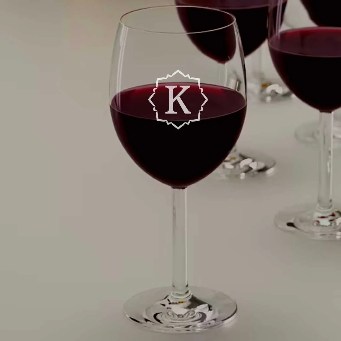 Personalized Wine Glass - Engraved Red Wine Glass with Monogram