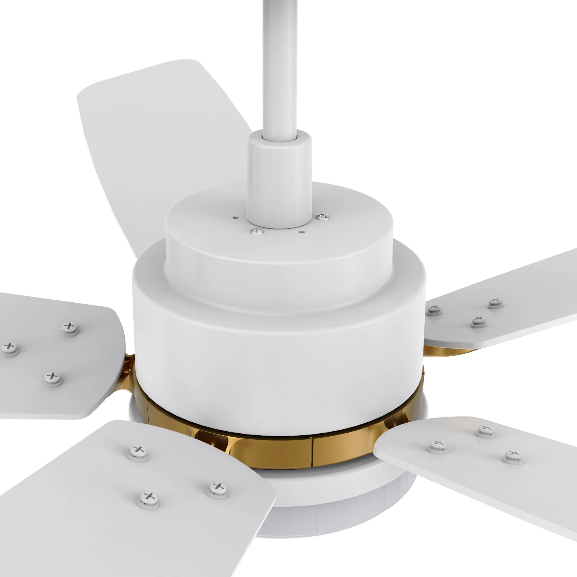 PEYTON 52 inch 5-Blade Smart Ceiling Fan with LED Light Kit & Remote Control- White/White (Gold Details)