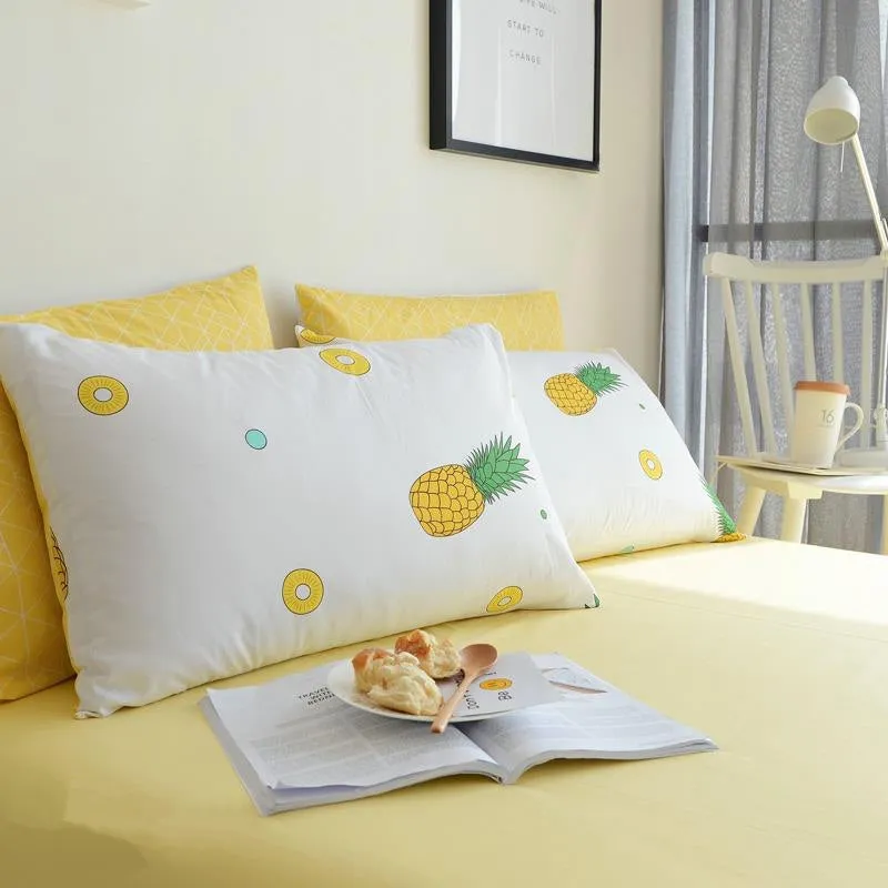 Pineapple Yellow Fresh Style Cotton Luxury 4-Piece Bedding Sets/Duvet Cover