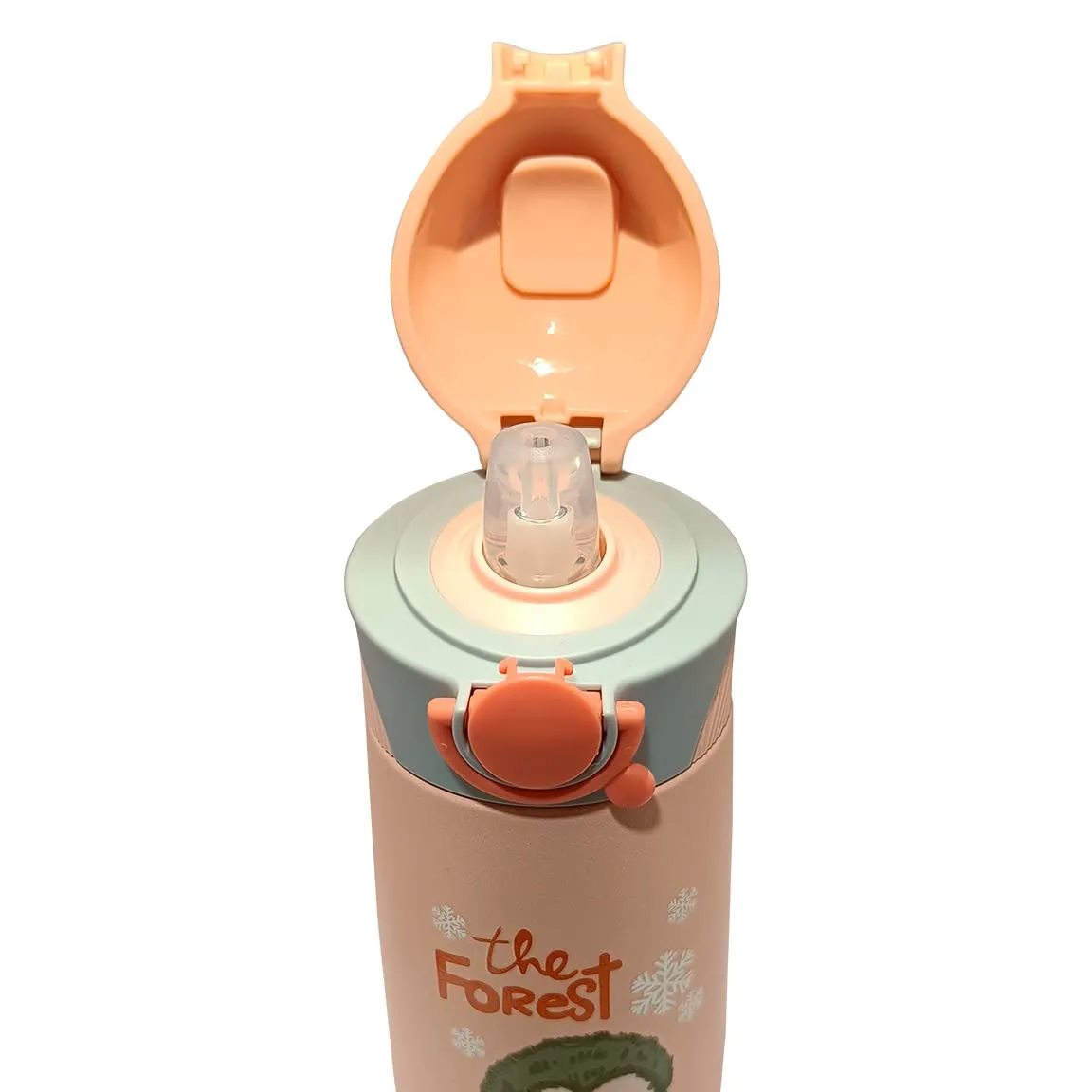 (PINKAH) Kids Cartoon Design Bottle | Stainless Steel (390ML) - Peach