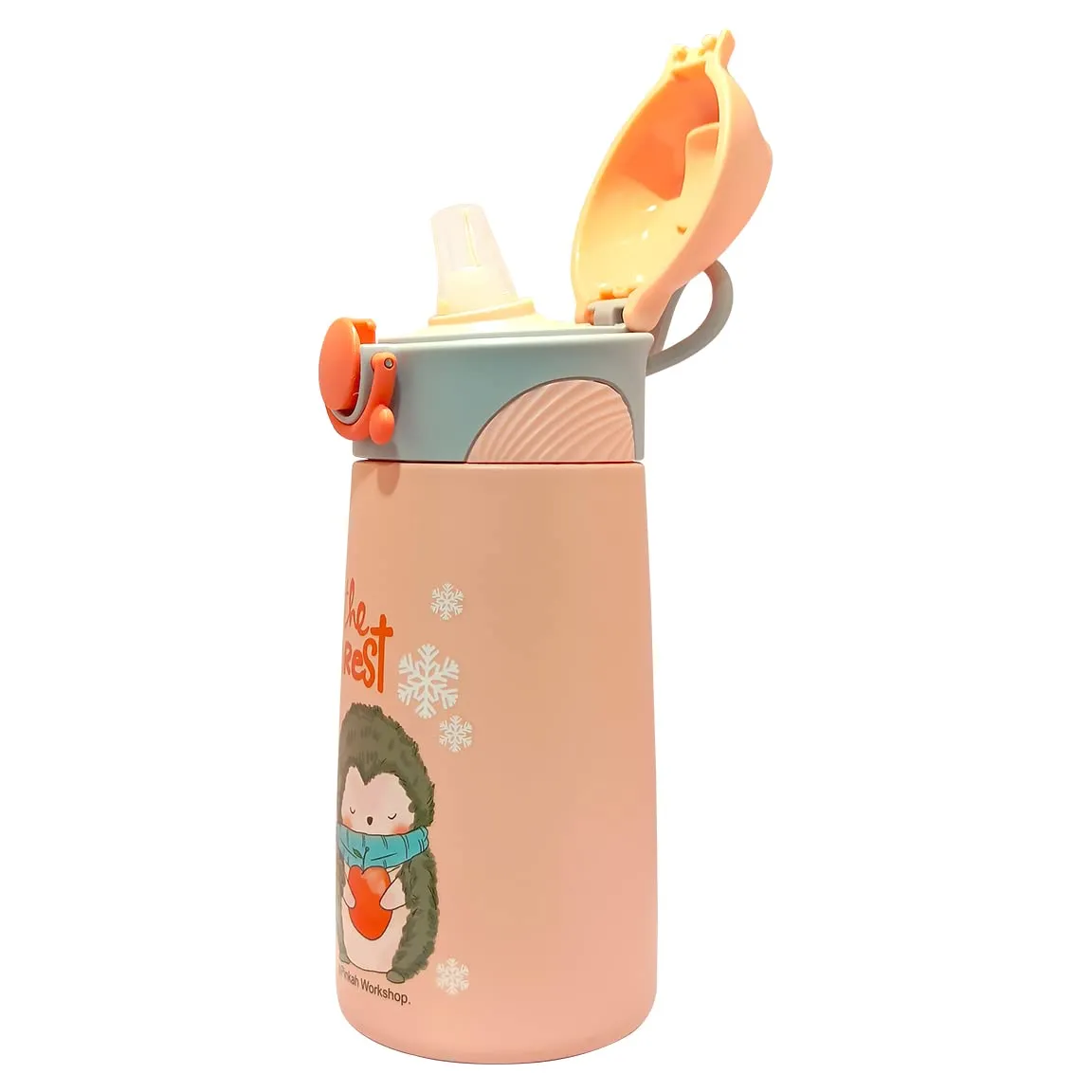 (PINKAH) Kids Cartoon Design Bottle | Stainless Steel (390ML) - Peach