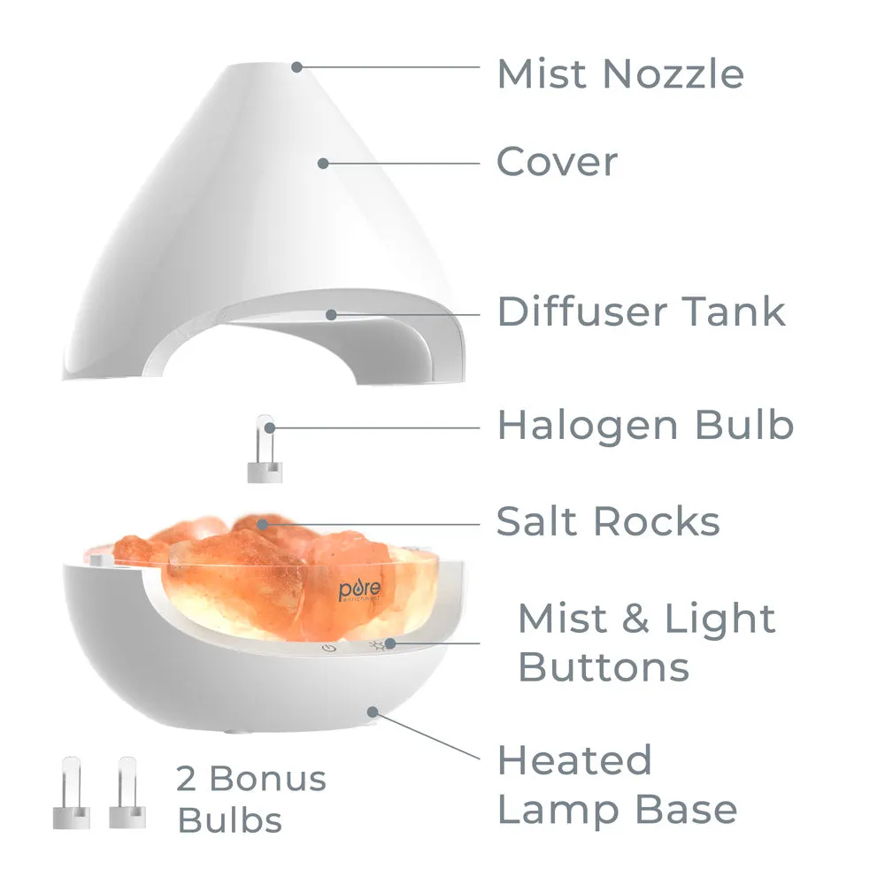 PureGlow™ Crystal Himalayan Salt Rock Lamp & Essential Oil Diffuser