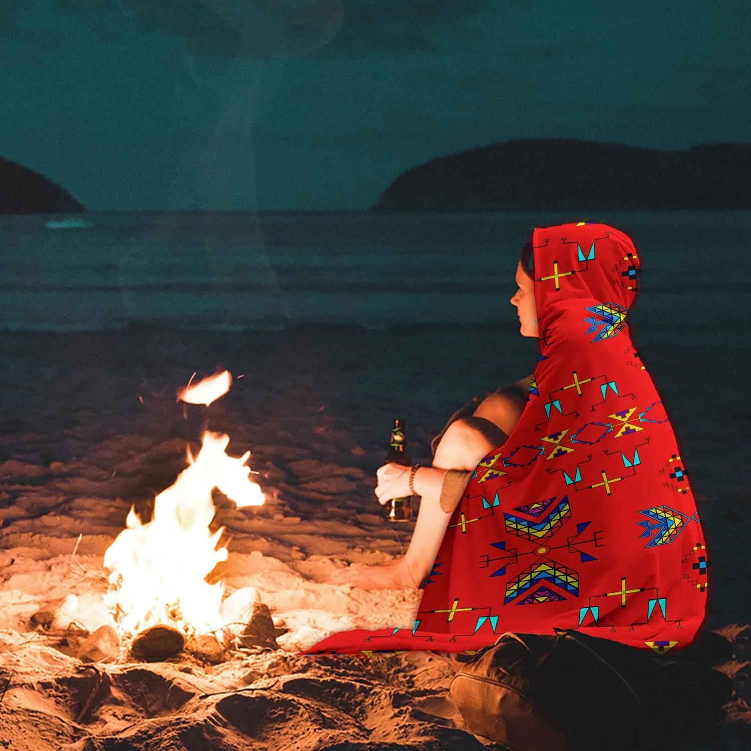 Rainy Chief Rainbow Red Hooded Blanket