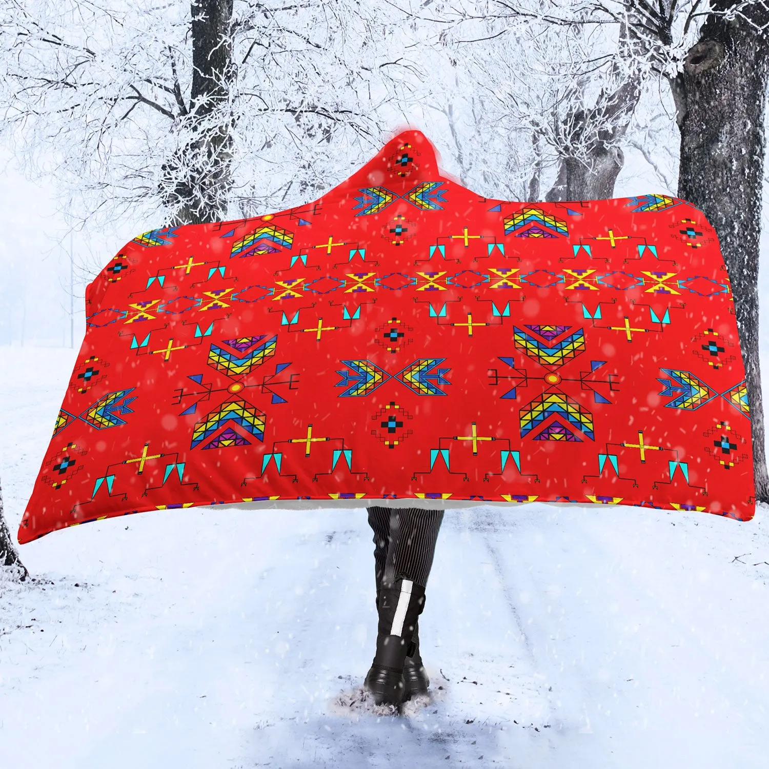 Rainy Chief Rainbow Red Hooded Blanket