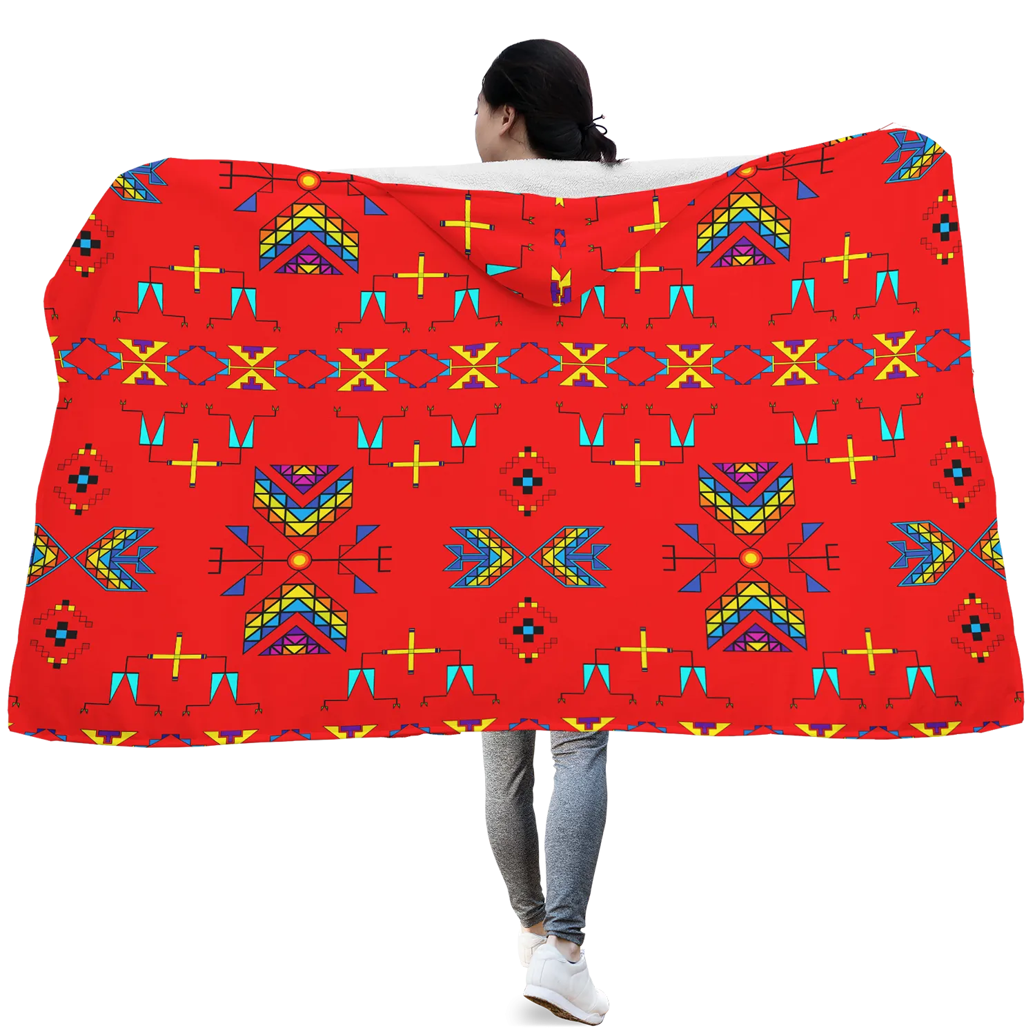 Rainy Chief Rainbow Red Hooded Blanket