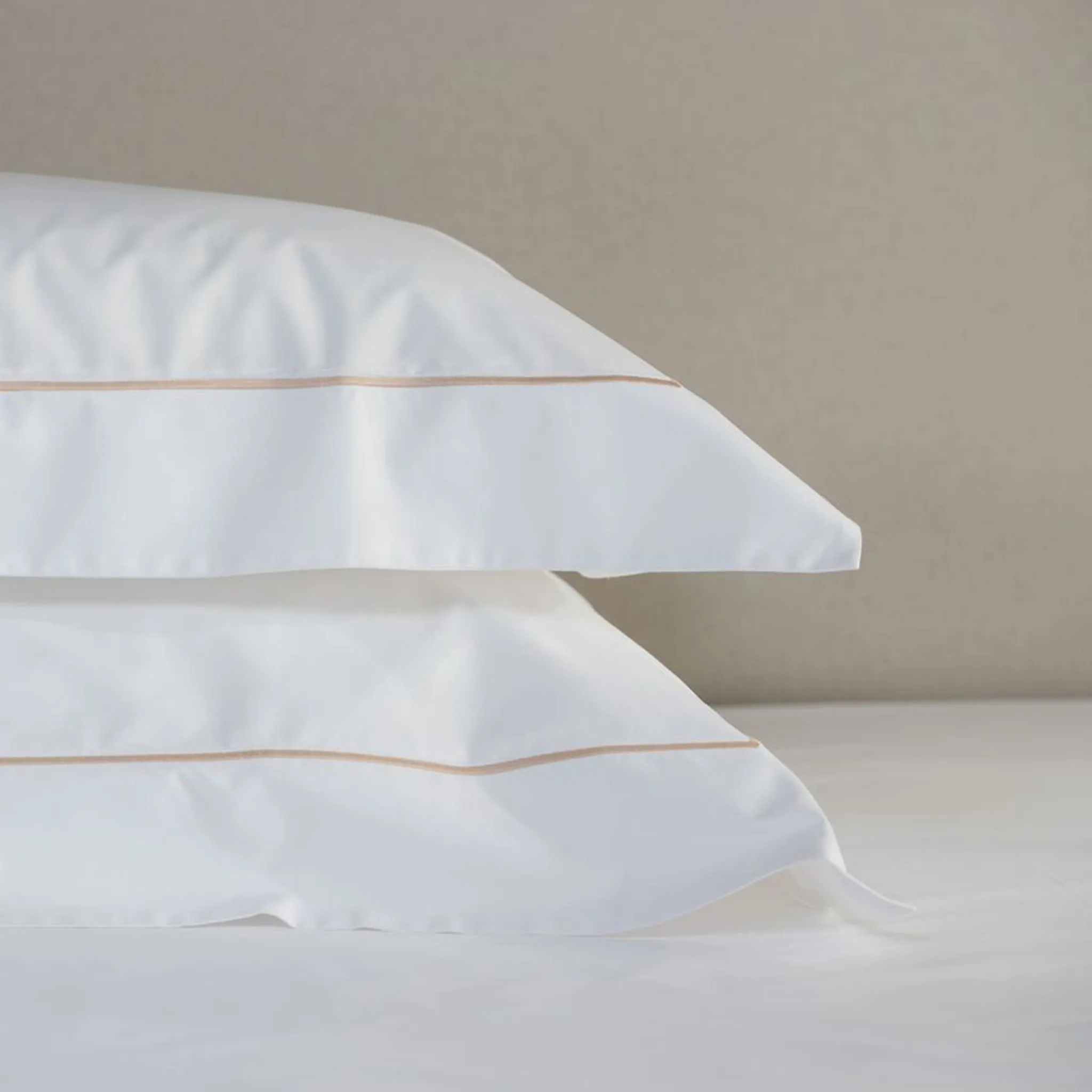 Rose Gold Row Cord Cotton Percale Oxford Pillowcase