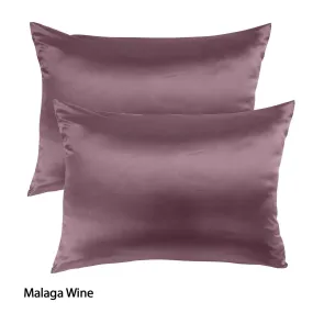 Royal Comfort Mulberry Soft Silk Hypoallergenic Pillowcase Twin Pack 51 x 76cm - Malaga Wine