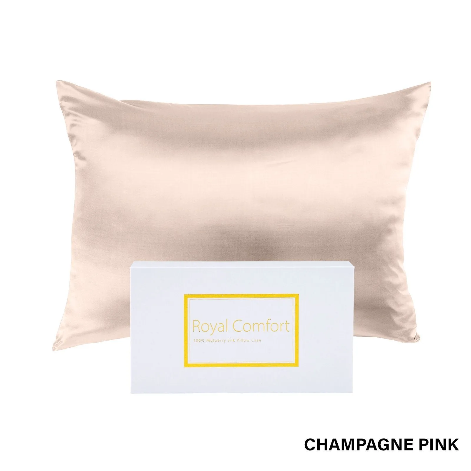 Royal Comfort Pure Silk Pillow Case 100% Mulberry Silk Hypoallergenic Pillowcase 51 x 76 cm Champagne Pink