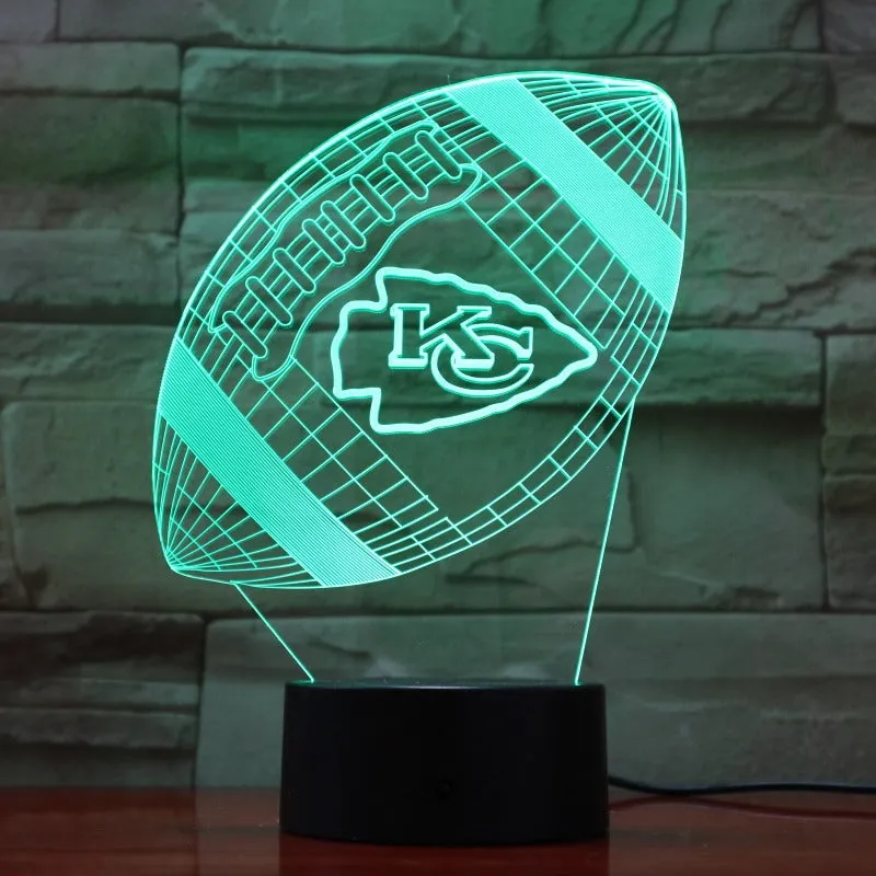 Rugby NFL Kansas City Chiefs 3D night light 1/3/7/16 colors available