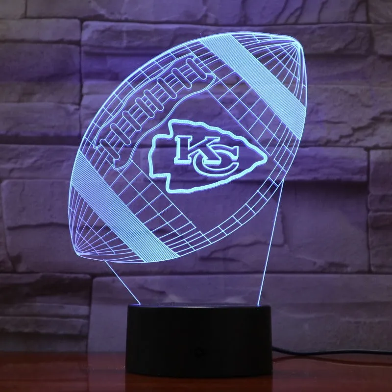 Rugby NFL Kansas City Chiefs 3D night light 1/3/7/16 colors available