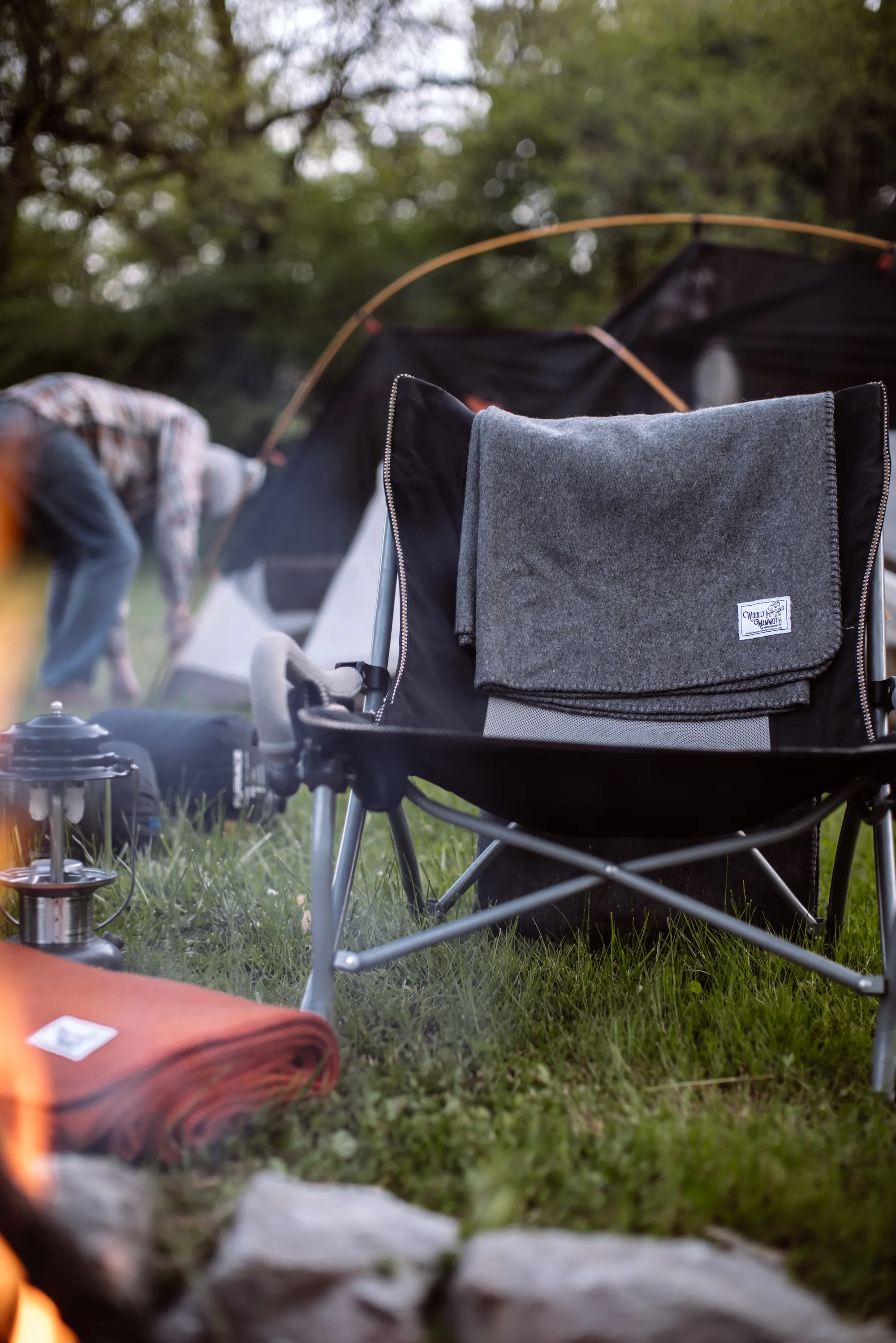 Rugged Gray Wool Camping Blanket