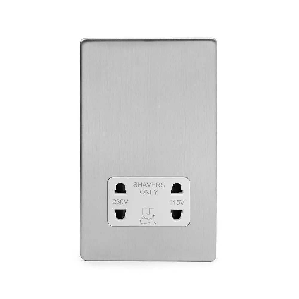 Shaver Socket Dual Voltage Brushed Chrome