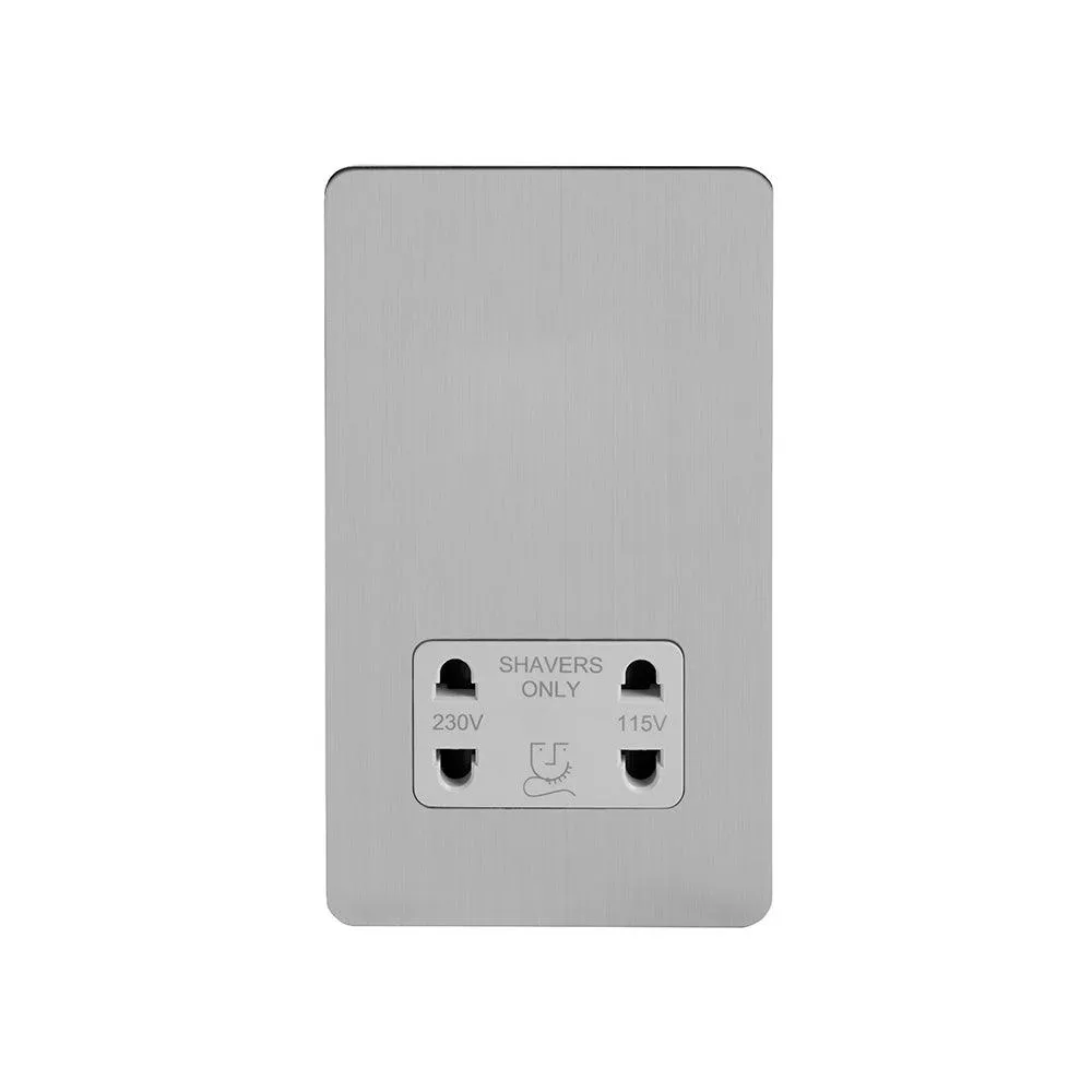 Shaver Socket Dual Voltage Brushed Chrome