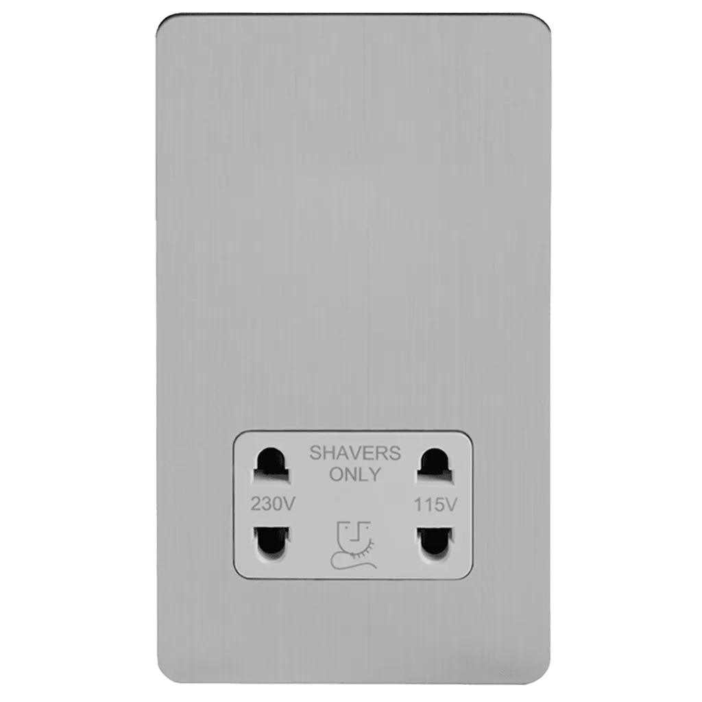 Shaver Socket Dual Voltage Brushed Chrome