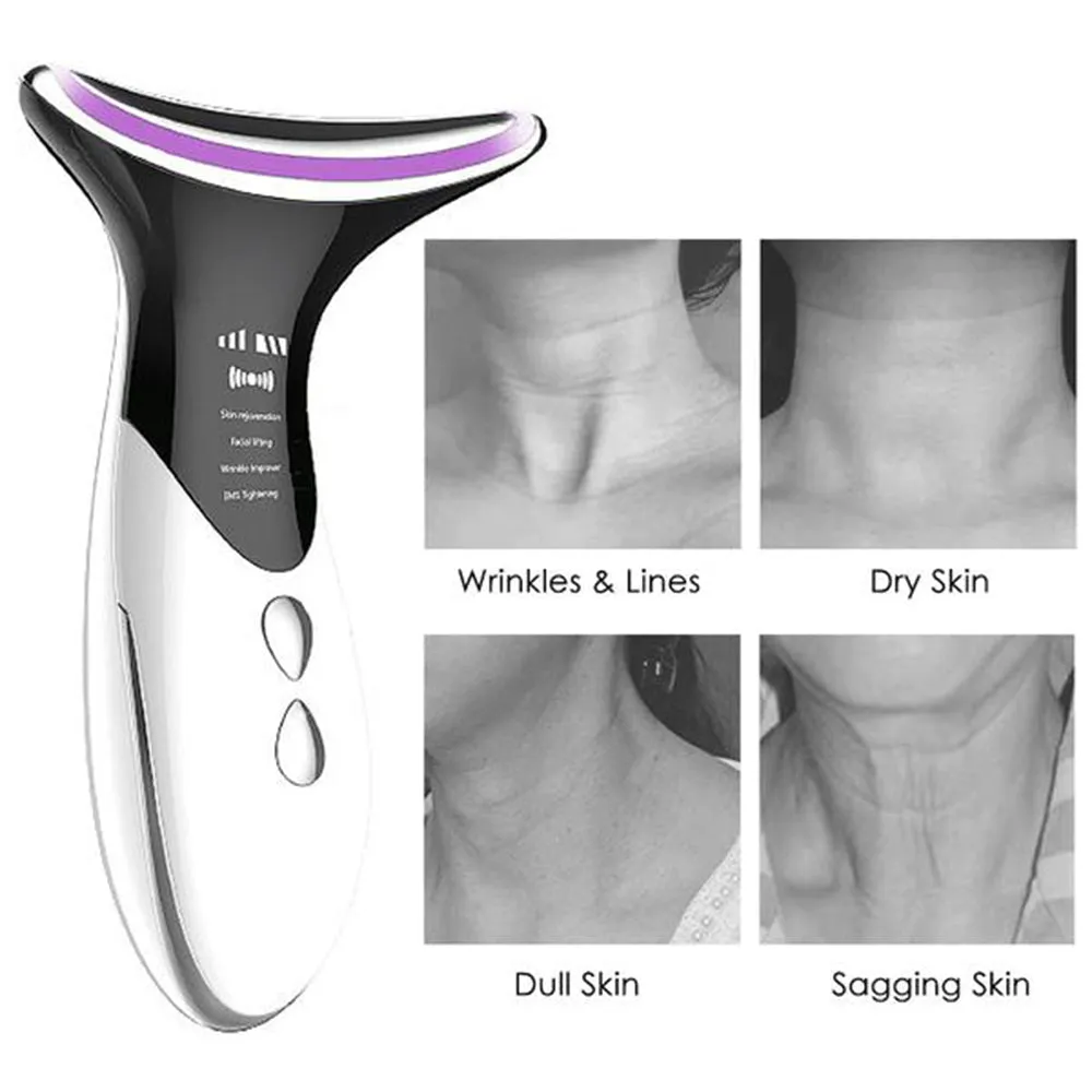 Skin Rejuvenation EMS LED Photon Therapy Neck Massager- USB Charging