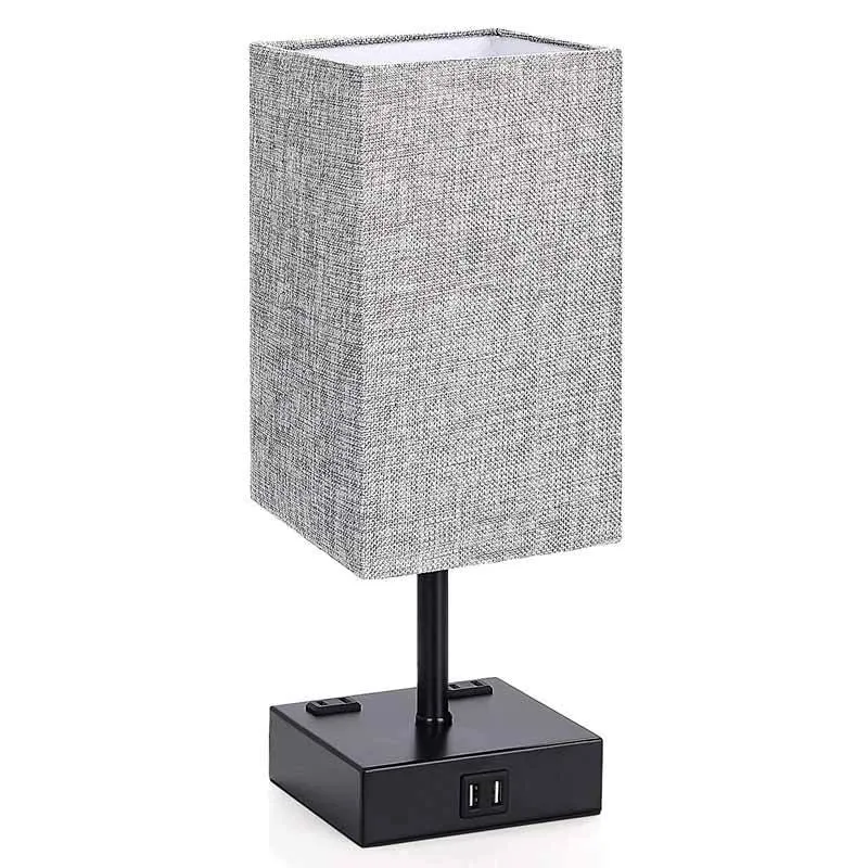 Small Cloth Cover Table Lamp Touch Three-speed Dimming USB Rechargeable AC Plug