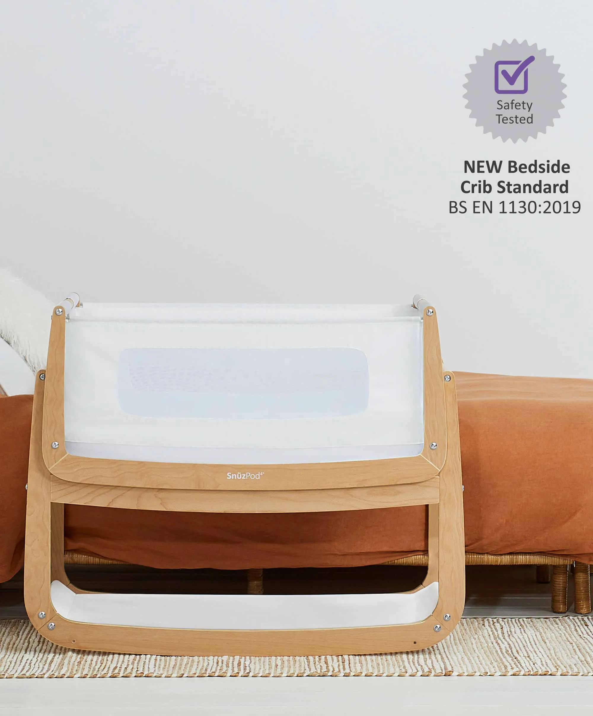 SnuzPod4 Bedside Crib - Natural