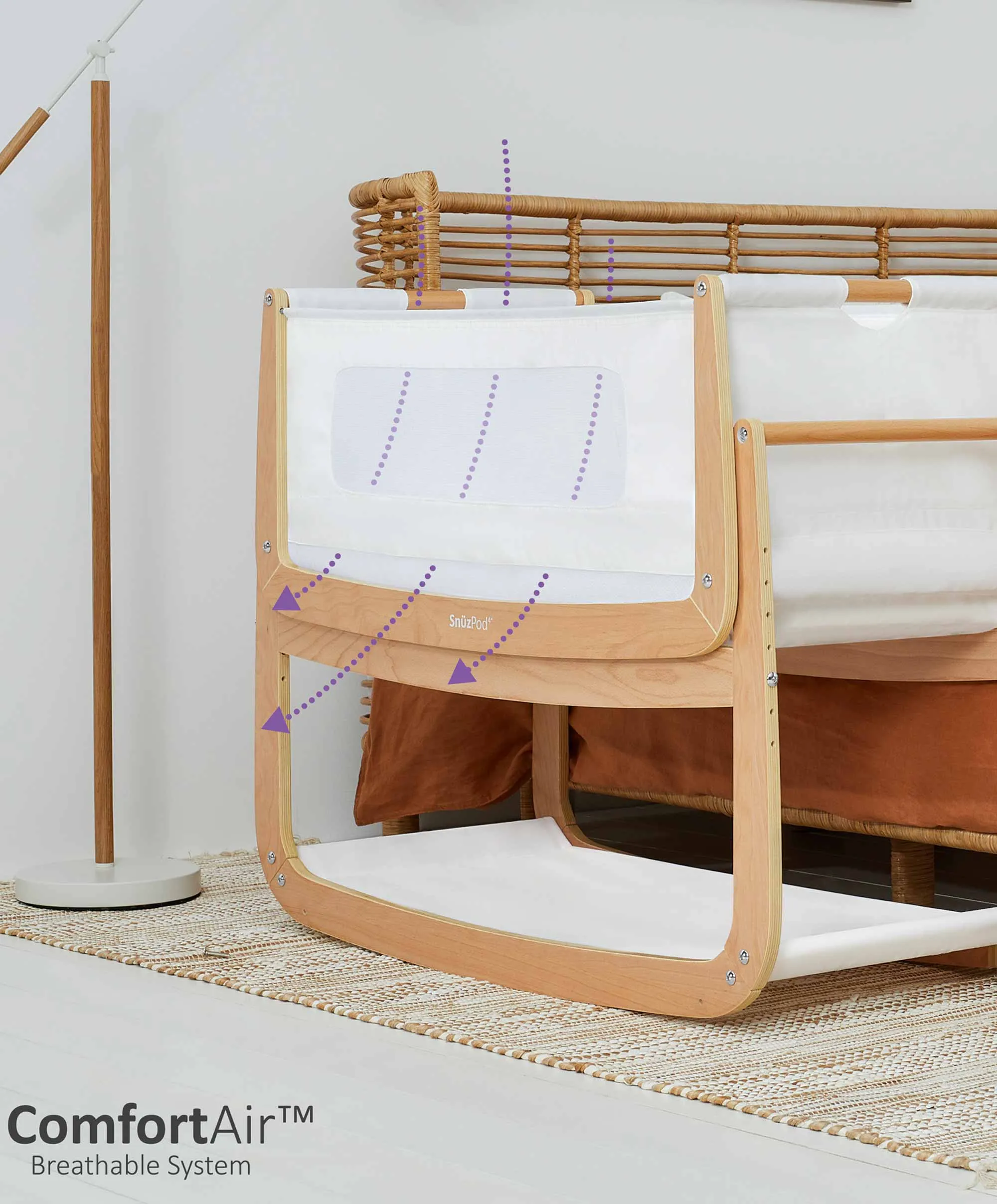 SnuzPod4 Bedside Crib - Natural