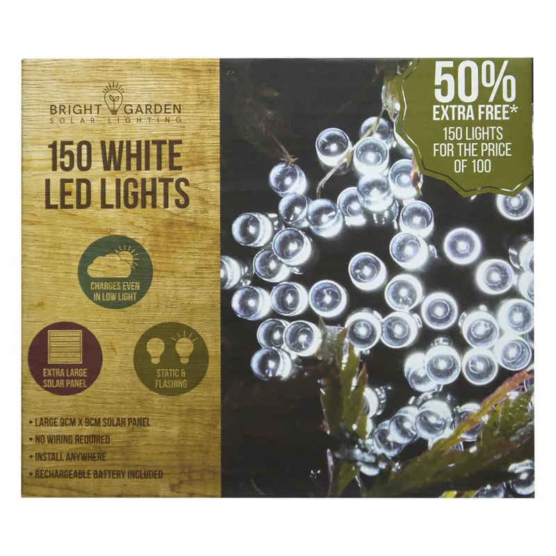 Solar Garden String Lights Decoration 150 White LED - 17.9m by Bright Garden