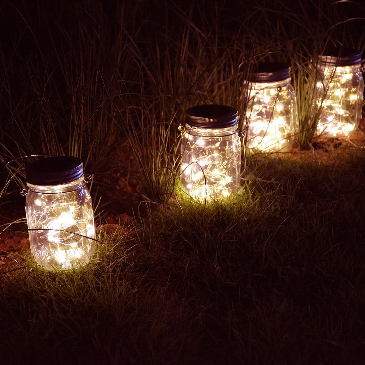 Solar Mason Jar LED Seed Light Warm White