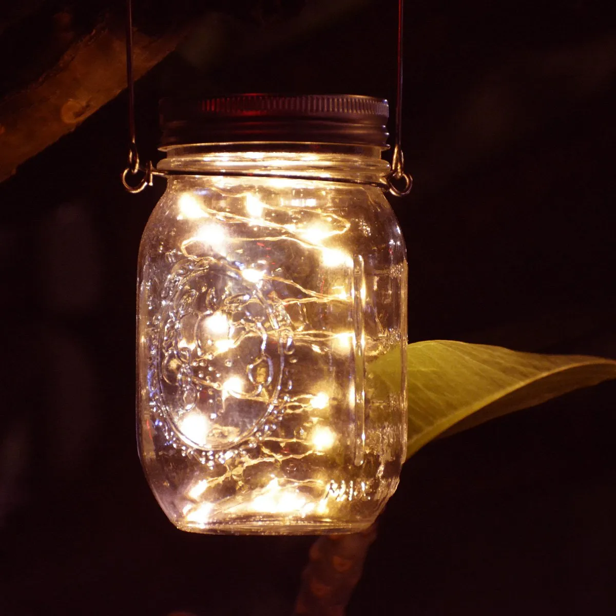 Solar Mason Jar LED Seed Light Warm White