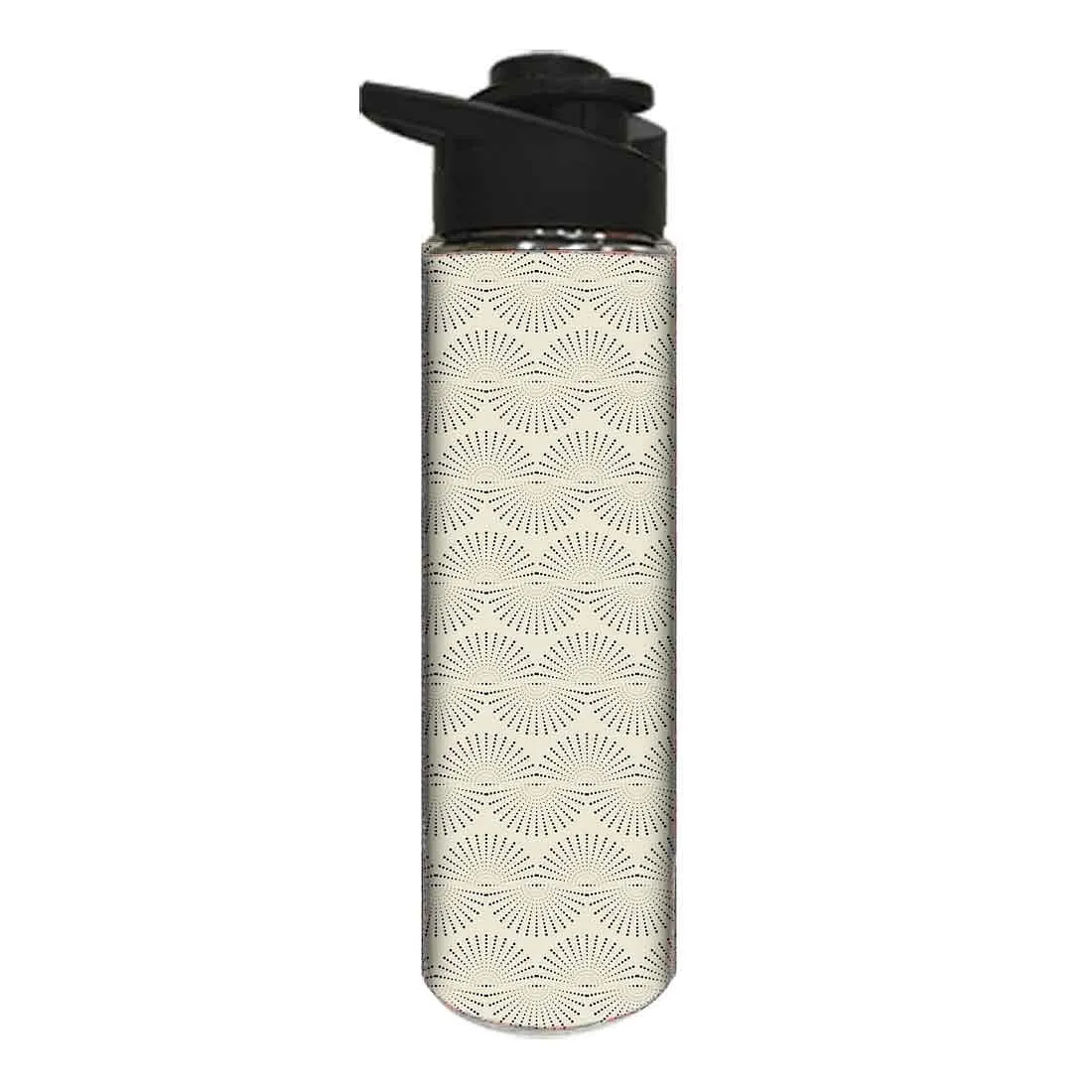 Stainless Steel Water Bottle -  Grey Retro Pattern