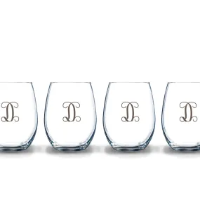 Stemless Etched Glass Wine Tumblers