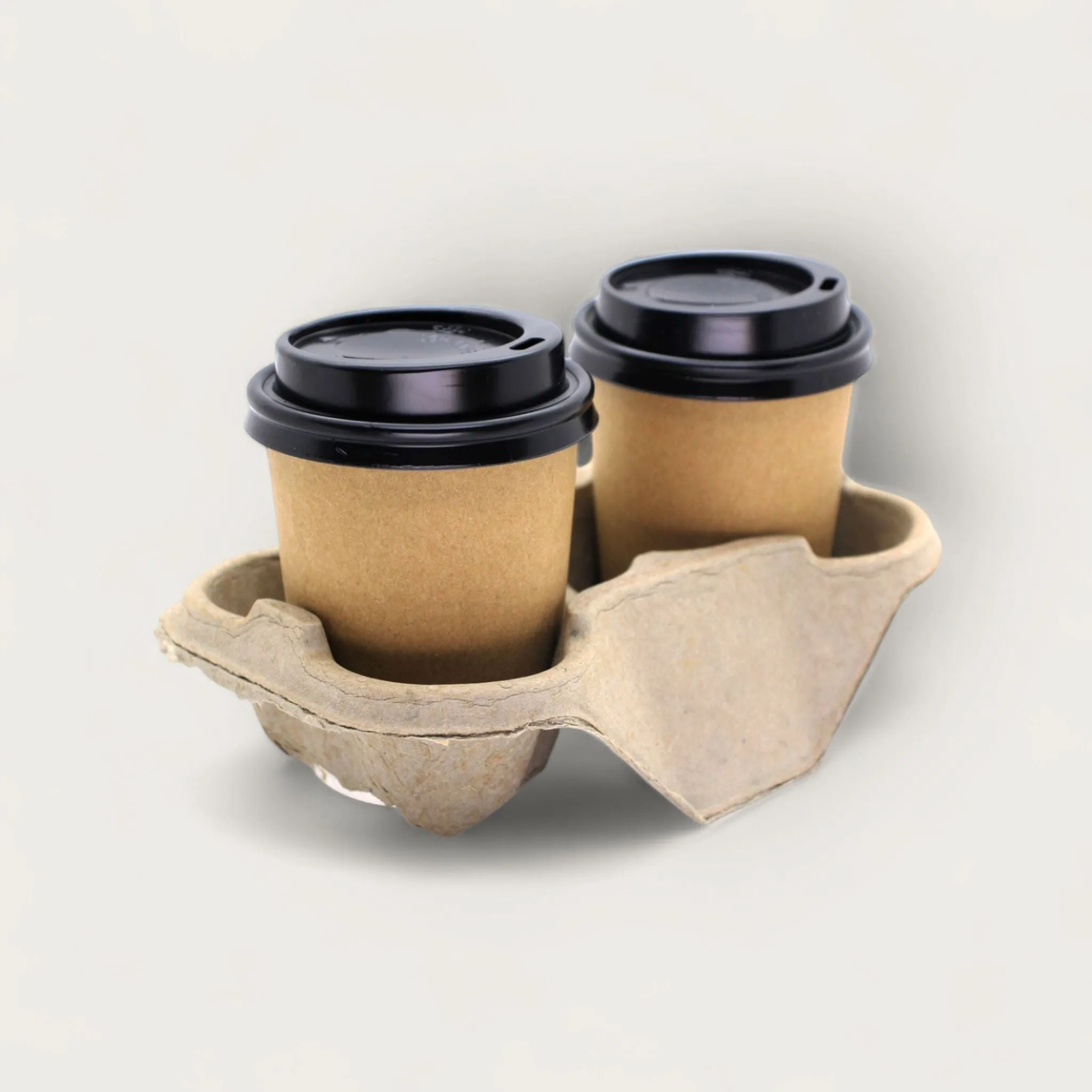 Take Away 2-Cup Holder Disposable Coffee Eco Friendly Compostable Pulp Tray 10pack