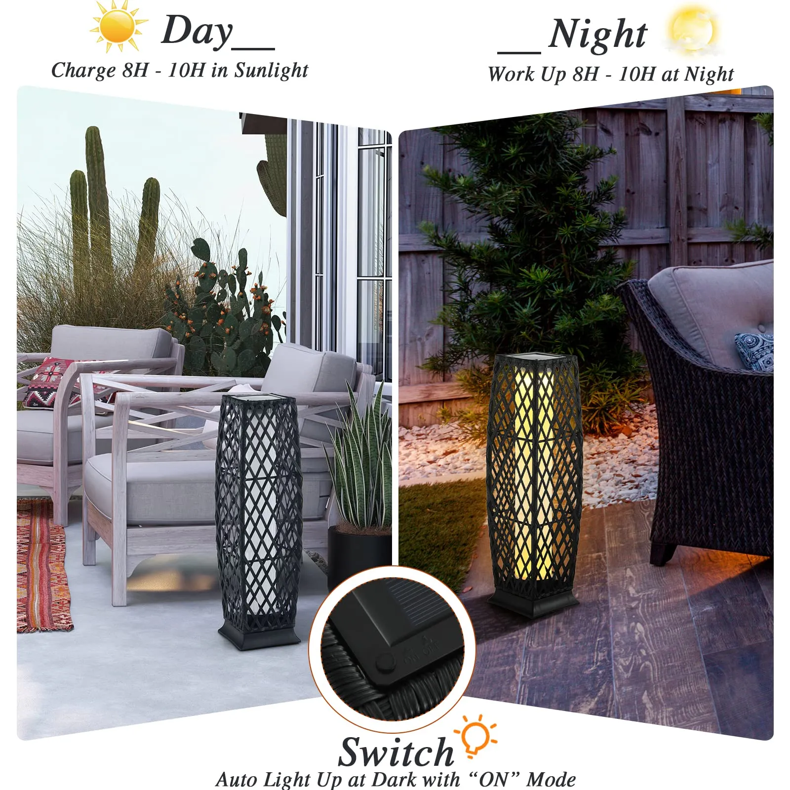 Tangkula 2 Pieces Outdoor Solar Powered Floor Lamps