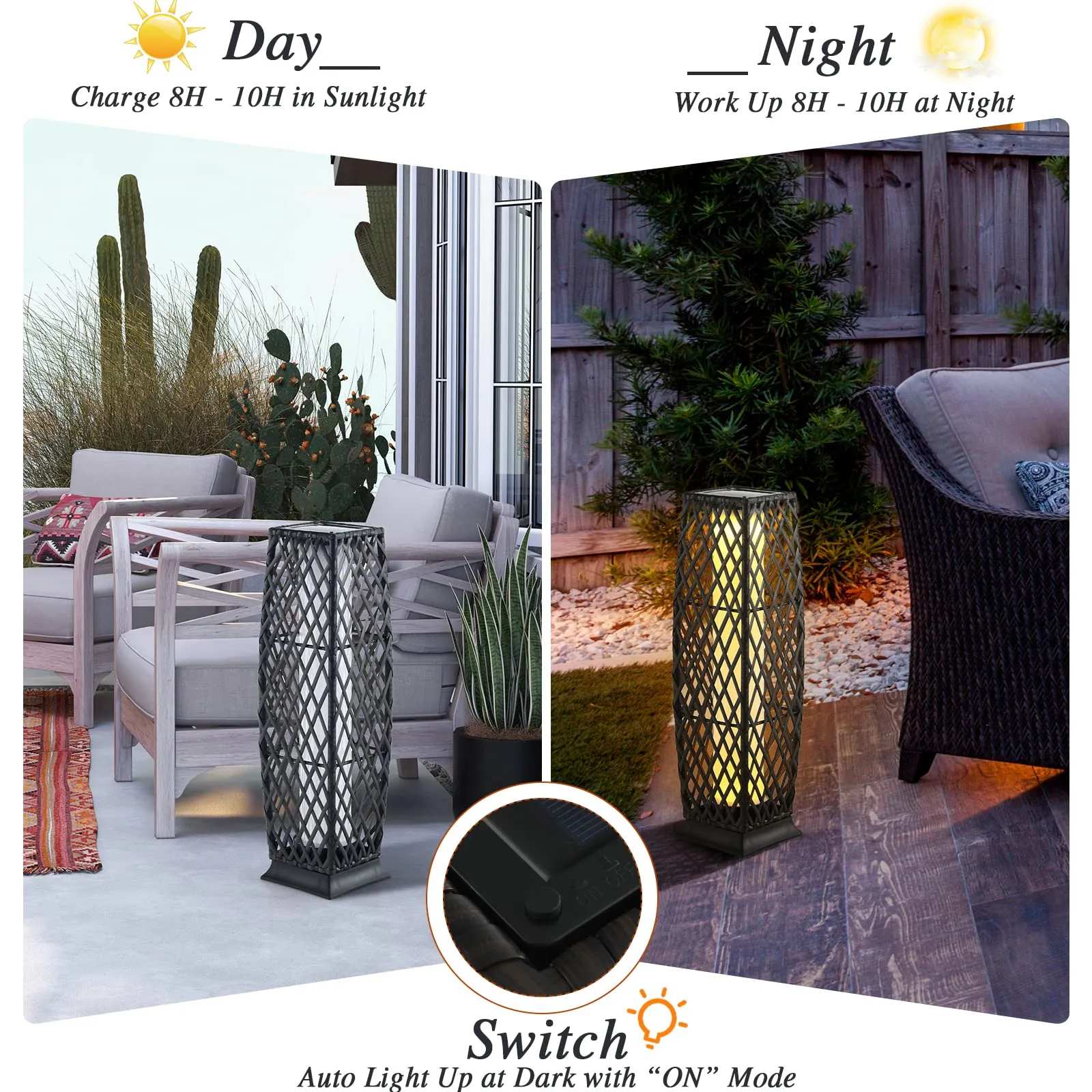 Tangkula 2 Pieces Outdoor Solar Powered Floor Lamps