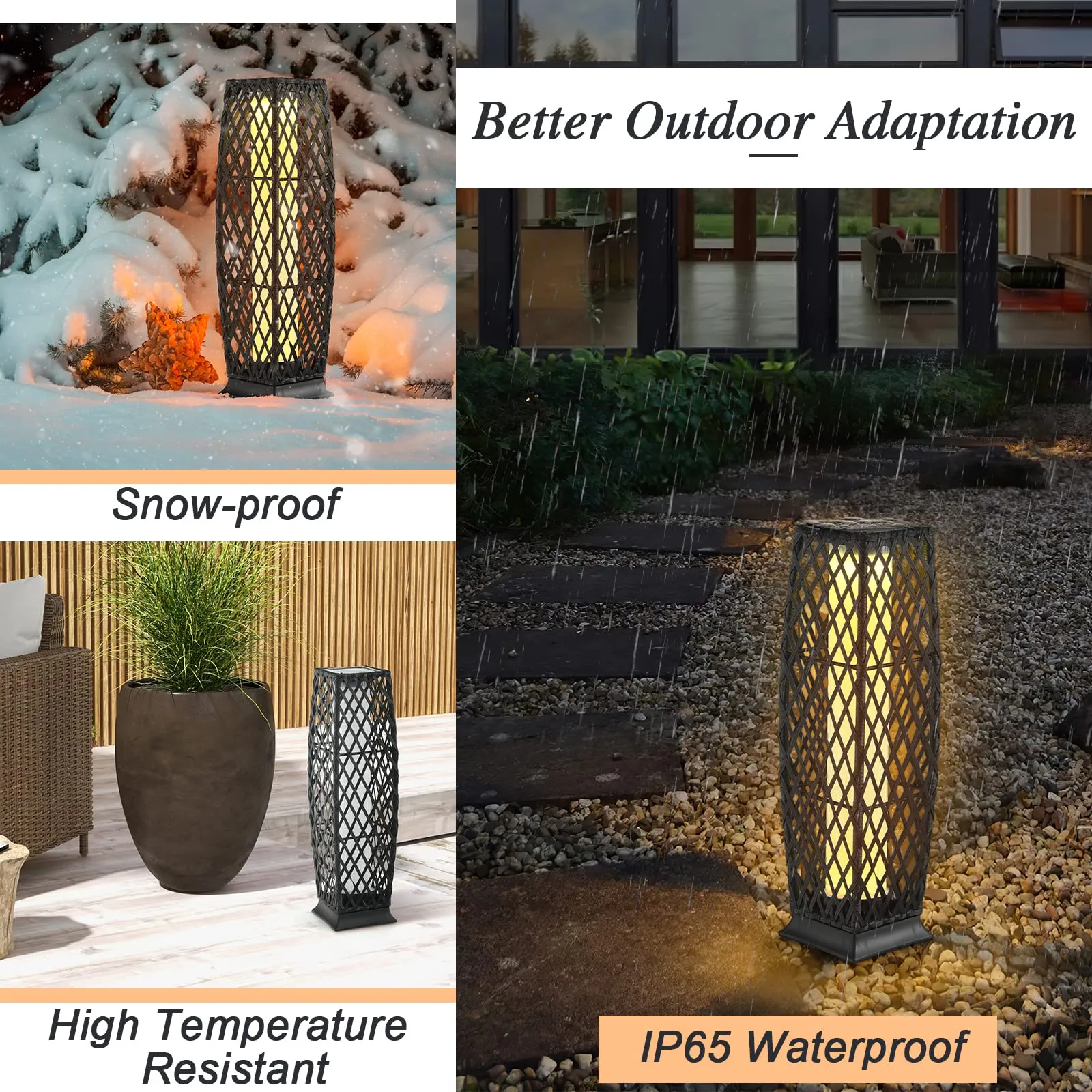 Tangkula 2 Pieces Outdoor Solar Powered Floor Lamps