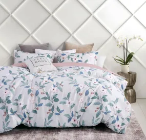 Tess Red/Grey Floral 100% Cotton Reversible Comforter Set