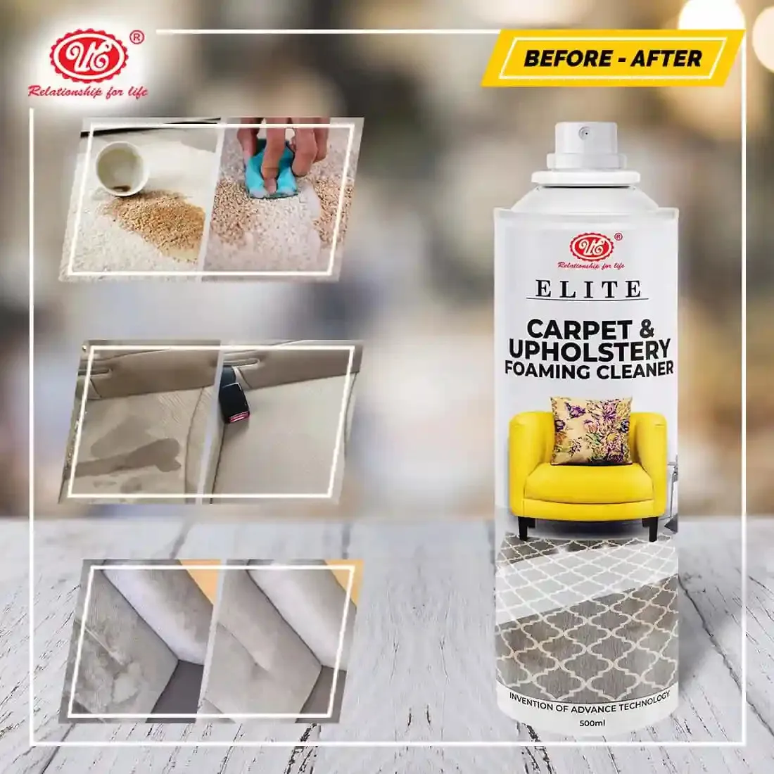 UE Autotech Carpet Stain Remover 500 ml | Removes Even Stubborn Stains and Odours | For Home, Car Carpets and Upholstery