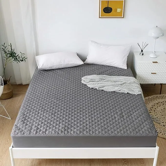 Ultrasonic Microfiber Waterproof Mattress Cover - Grey