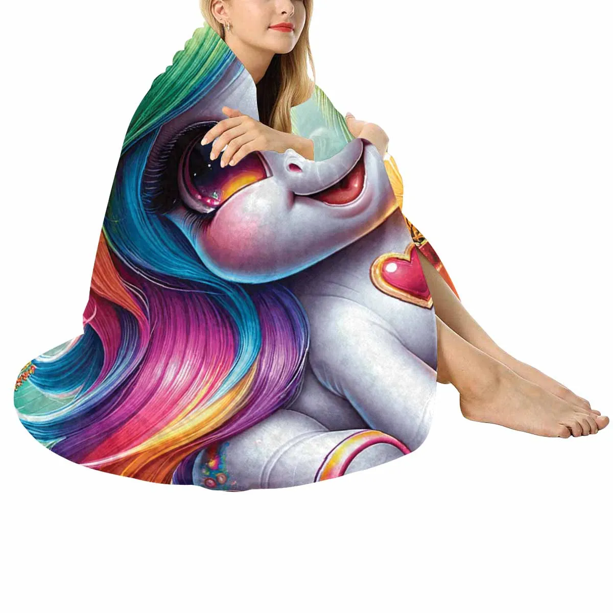 Unicorn_Awd35121  Circular Micro Fleece Blanket 60"