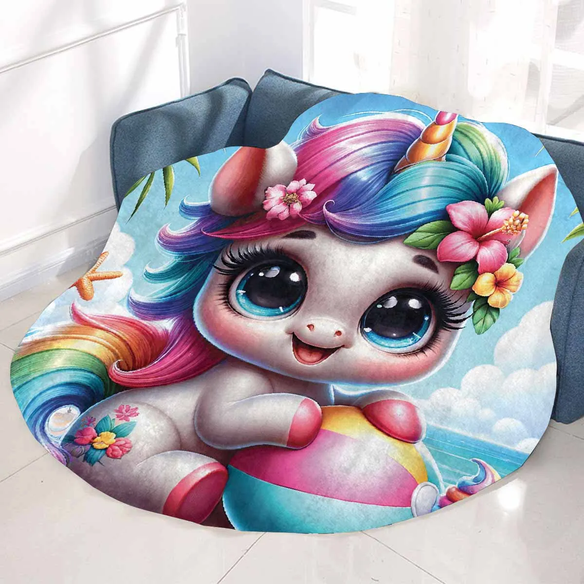 Unicorn_Awd35124  Circular Micro Fleece Blanket 47"