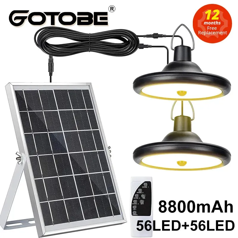 Upgraded 8800mAh Solar Outdoor Light Double Head 112 LED Motion Sensor Waterproof Solar Shed Light For Courtyard Garden Garage