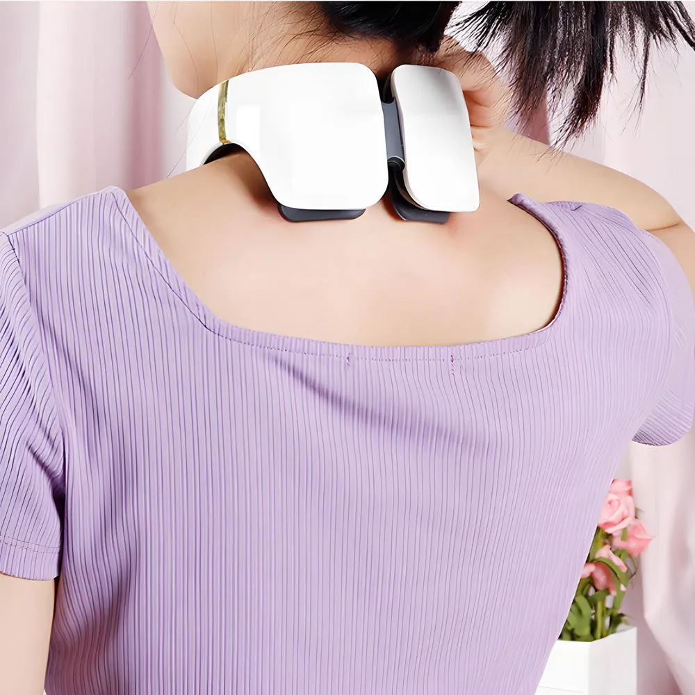 USB Rechargeable 6 Heads Electric Pulse Heating Neck Massager