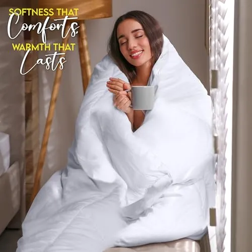 Utopia Bedding Comforter Duvet Insert, Quilted Comforter with Corner Tabs, Box Stitched Down Alternative Comforter Queen (White)