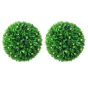 vidaXL Artificial Boxwood Balls with LED Lights 2 pcs Green 38 cm