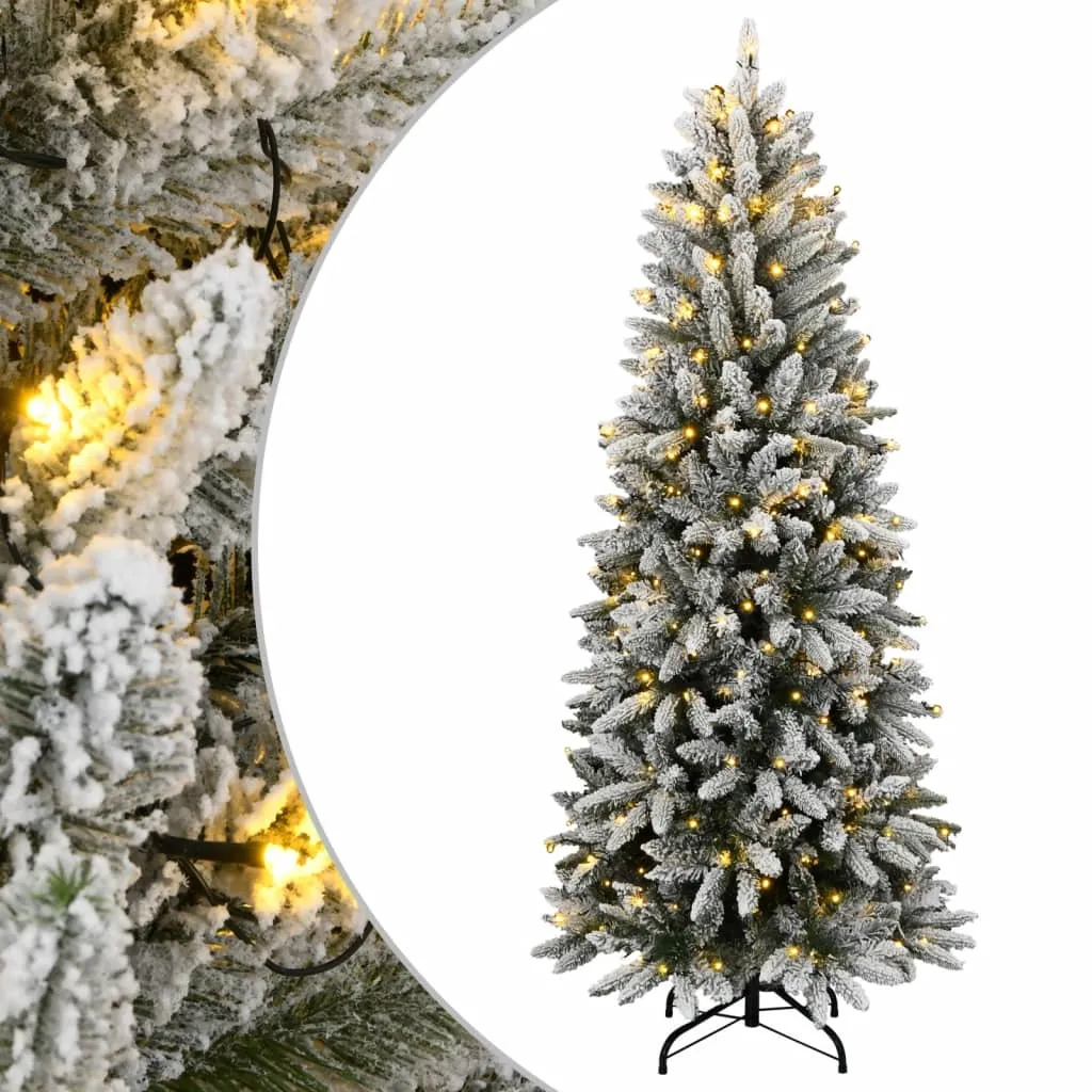 vidaXL Artificial Christmas Tree 300 LEDs and Flocked Snow 180 cm