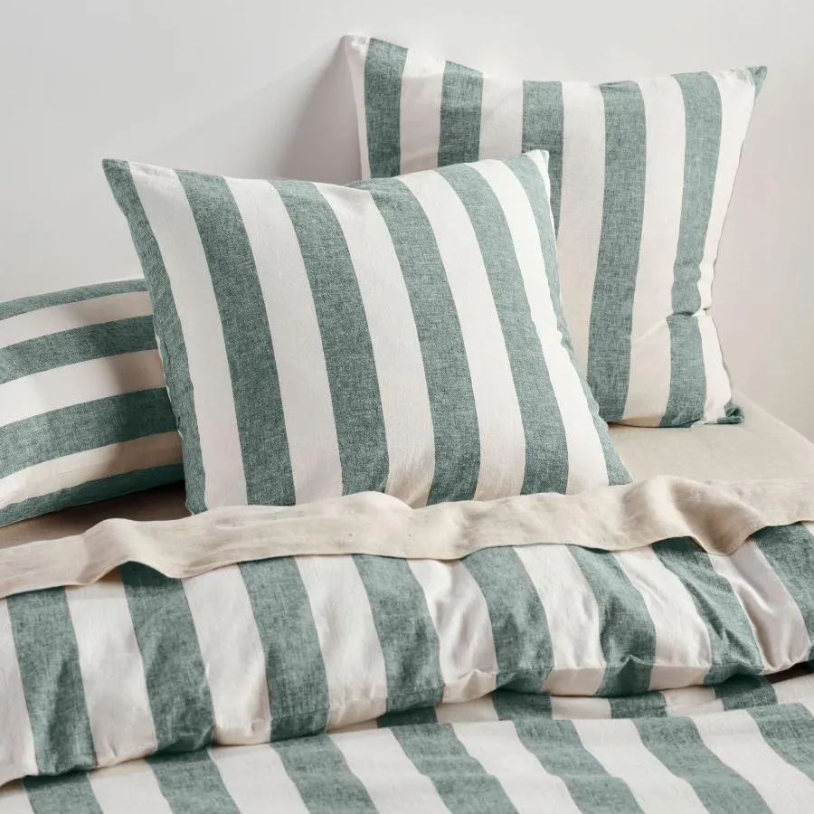 Vintage Stripe Denim European Pillowcase by Linen House