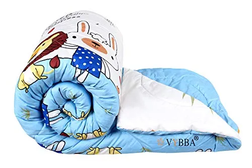 VYBBA Microfiber Reversible Comforter / AC Blanket for Winter / Quilts / Duvet , Single Bed ( Blue & White, 200 GSM )