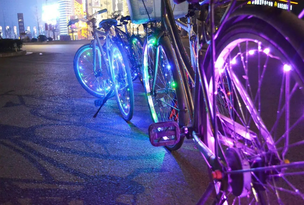 Water-resistant 20 LEDs Bicycle Bike Cycling Rim Lights LED Wheel Spoke Light 2.2m String Wire Lamp