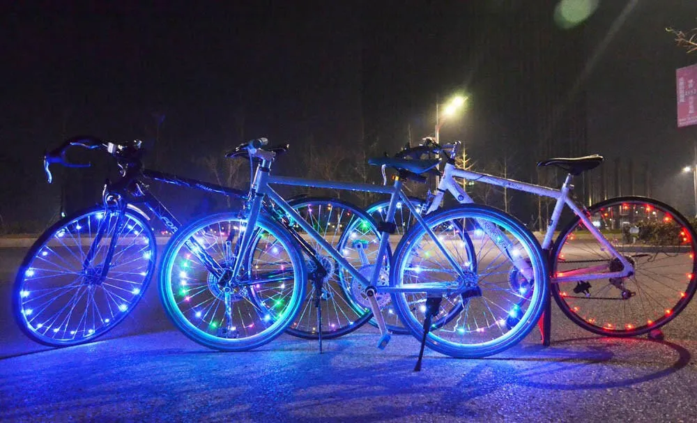 Water-resistant 20 LEDs Bicycle Bike Cycling Rim Lights LED Wheel Spoke Light 2.2m String Wire Lamp