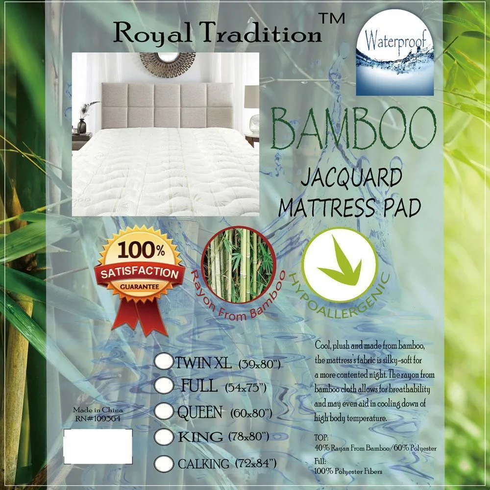 Waterproof Bamboo Jacquard Mattress Pad