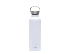 White w/ Silver Top Stainless Steel Water Bottle- 24 Oz